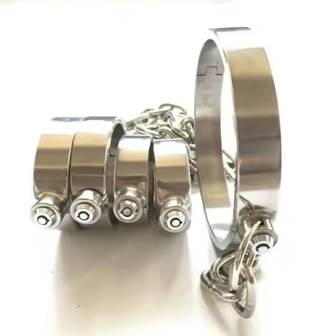 Stainless Steel Handcuffs Heavy Duty Leg Irons Adult Slave Collar Feet Ankle Cuffs Restraints Adult 