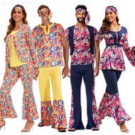60s 70's Disco Costume for Women Men Couple Hippie Disco Cosplay Costume Fancy Dress Up for Adult Hi