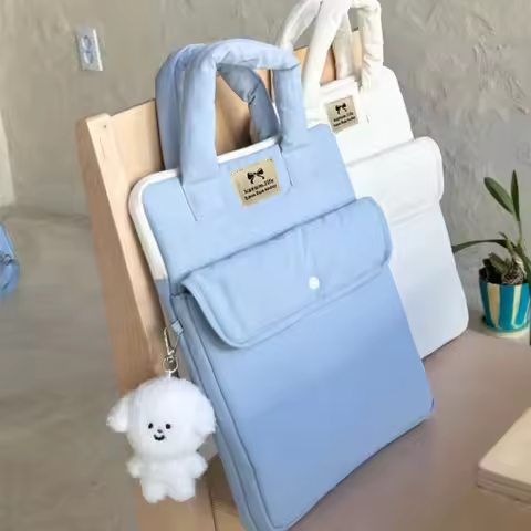 Stylish 11 Inch Shockproof Laptop Bag Portable Puffy Laptop Sleeve Casual Soft Computer Bag School