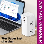 Smart USB Vertical Power Strip Extension Socket Tower Cable Cord  2M With PD type c Fast Charger 70W