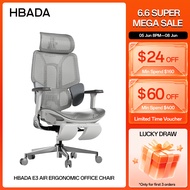 (Ready Stock)Hbada E3 Air Ergonomic Office Chair With Footrest- 3-Zone Dynamic Lumbar Support, 3D Ad