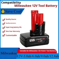 MILWAUKEE M12 Battery M12-18C C12C Charger Bateri 12V M12HB25 M12B3 M12B4 M12HB5 M12B6 2.5Ah 3.0Ah 4