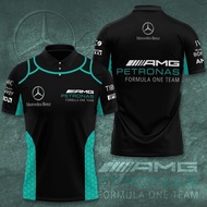（ALL IN STOCK）  polo tshirt- Mercedes AMG Petronas F1 team Pirelli Tibc full print 3D clothing polo 