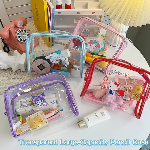 Hello Kitty Makeup Bag Kuromi Storage Bag My Melody Toiletry Bags Portable Washing Bags Waterproof A