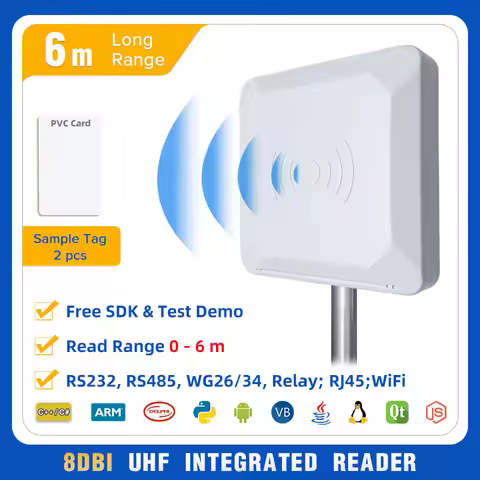 RS232/RS485 Wiegand26/34 TCPIP Relay 6m Range RFID UHF Tag Reader UHF Long Range for Livestock Parki