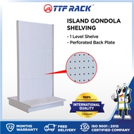 TTF Rack™(ISLAND GONDOLA 1 LEVEL)Island Gondola Perforated Back Plate/Storage Rack/Shopping Mall Dis