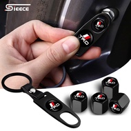 Sieece For TRD Car Tire Valve Cap With One Wrench Keychain Alloy Auto Tire Core Cover Dustproof Tire Valve Cap Car Accessories For Toyota Wish Sienta Yaris Altis Vios Corolla CHR Hiace Fortuner Harrier Commuter Hilux Revo Prius Alphard Camry Rush