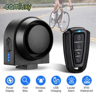 Camluxy Bicycle Vibration Alarm USB Charging Motorcycle Bike Alarm Remote Control Anti-theft Bike D