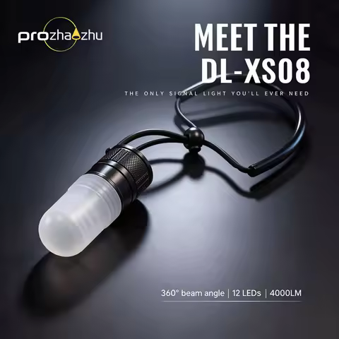 PROZHAOZHU DL-XS08 4000LM Tri-Color 360 Degree Dive Strobe Light White Red Blue USB-C 145m Signal Be