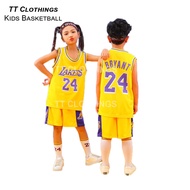 KIDS Basketball NBA Jersey Children Kanak-Kanak Kobe Bryant Lakers #24 Yellow  MAMBA FULL SET (PANTS
