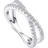 My Personal Favorite Moissanite Eternal Ring, Cross Wedding Ring-Sterling Silver Stackable Ring Size