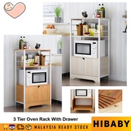 HIBABY 3 Tier Multifunctional Kitchen Rack With Drawers Storage Microwave Rack Oven Rack