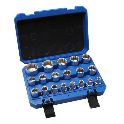 12 Point Socket Wrench Set 8-32mm with Storage Box Lock Socket Torx Hex Torx Splined Bit Sockets Set