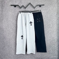 2025 new Chrome Hearts Spring Style Cross Patch Leather Loose Wide-Leg Trousers Casual Pants