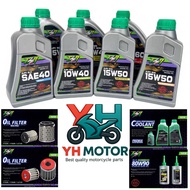 【100%original】ESR 4T Engine Oil SAE40 / 10W40 / 15W50 + Oil Filter + Coolant + Gear Oil | Minyak Hit