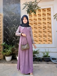 GAMIS WANITA TERBARU 2024 QUENARA DRESS KRINGKEL MIX BRUKAT BY ALESYANA