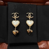 CHANEL 香奈兒 22C 雙C桃心吊墜耳環/耳釘 全套