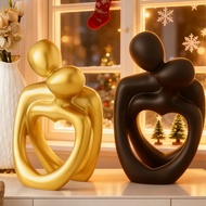 1PC Love Of Kiss Statue, Resin Hugging Couple Decor Ornament, Romantic Gift Meaningful Sculpture For