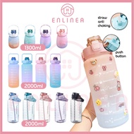 2000ml Water Bottle with reminder time Tumbler with straw scale big bottle 2Liter 2litre gym bottle sport