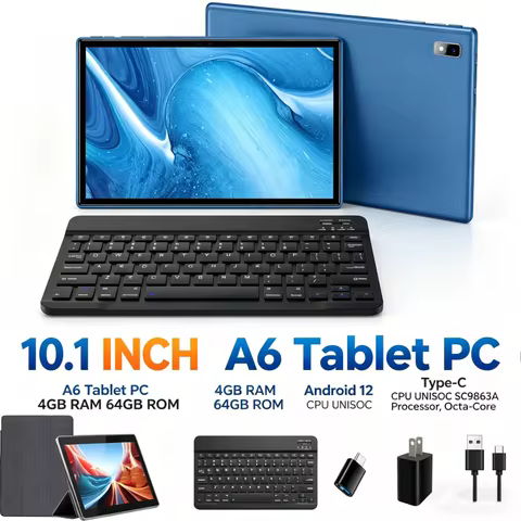 10.1 INCH A6 Tablet PC 4GB RAM 64GB ROM Android 12 CPU UNISOC SC9863A Processor, Octa-Core Cortex-A5