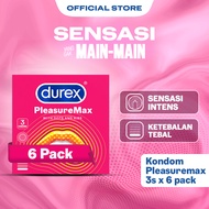 Durex Pleasuremax Kondom Bergerigi Kondom Aman Pria 3s (6 pcs) - Condom with Special Lubricant