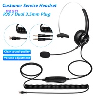 PASO_H300 Customer Service Headset Lossless Noise Reduction Breathable 3.5mm RJ9 MIC Long Cable Call Center Headphone for Telemarketing