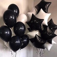 23Pcs Black White Star-Shaped Balloons - 5-Point Star Design for Birthday Party, Wedding, Festival |