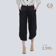C&D - Linen Premium Big jinny pants กางเกงผู้หญิง ขาห้าส่วน สีดำ CXJ7BL
