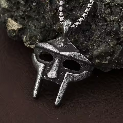 Punk Vintage MF Doom Mask Pendant Necklaces For Men Women Stainless Steel Egyptian Pharaoh Necklace 