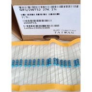 100 pcs resistor 1/2 watt 27k COPPER footbiru R 1/2 w 27k chain