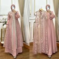 BOC/Naura Dress Mix Brukat renda/Dress terbaru/Dress kondangan/Gamis Brukat/Dress wanita kekinian