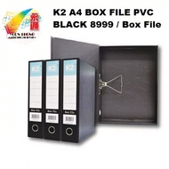 K2 A4 BOX FILE PVC BLACK 8999 / BOX FILE / DOCUMENT FILE / PVC DOCUMENT FILE