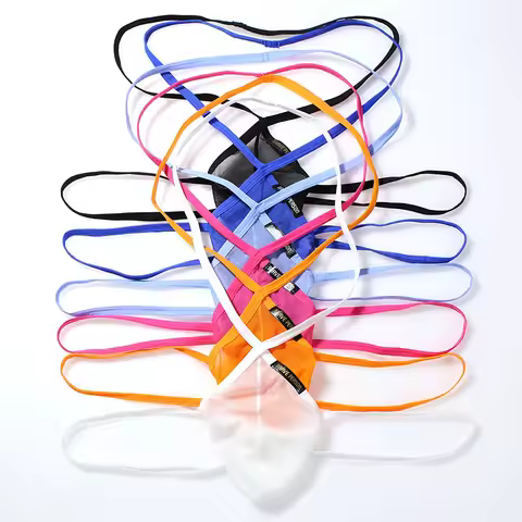 Men's Thongs Silky Thin Underwear breathable Bulge Pouch Bikini Mesh Thongs Blackless Briefs