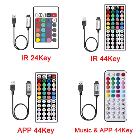 USB 5V LED Strip Controller for 5V RGB Led Strip, 4Pin, IR Controller, APP & IR Controller, Music Sy