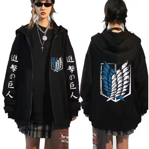 Anime "Attack on Titan" Hoodie Zipper Hoodie Levi Ackerman Crescent God Hoodie Men's Sportswear