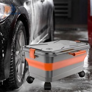 GRALARA Foldable Car Wash Bucket with Rolling Wheels 5.81 Gallon Pail Household Portable Water Tank 