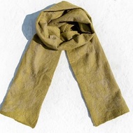 手工羊毛氈絲巾/濕氈絲巾/水彩藝術感圍巾/羊毛圍巾-綠色漸層草皮