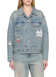 MO&CO. X MOOMIN SPLATTER GRAFFITI DENIM JACKET