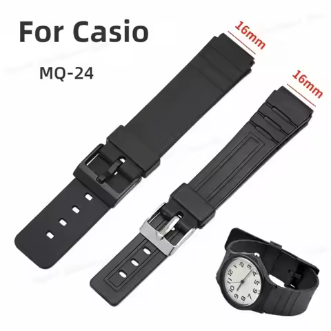 16mm Rubber Watch Band Fit for Casio MQ24 MQ76 Waterproof Watchbands Soft Silicone Strap Sport Brace