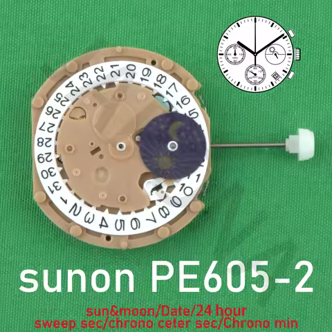 PE605-2 movement SUNON PE60 Quartz Watch movement sweep second chronograph chrono center second/Chro