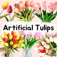 [SG SELLER] Artificial Tulips Flower Faux Tulip Indoor Flower Vase Decoration Floral Wedding Birthda