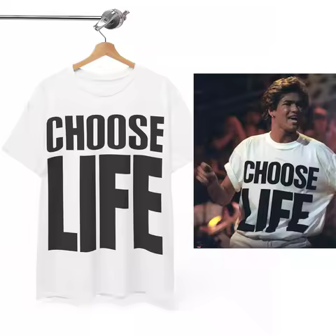 CHOOSE LIFE T Shirt Wham George Michael Retro 80s 80's fancy dress Unisex Tee