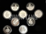 [議價][全套精鑄] [可散買] 2022-2026 英國皇家鑄幣局 皇室都鐸獸 全套 9 隻 一安士 999 精鑄銀幣 連 原廠十幣盒 2022-2026 UK Tudor Beasts Full 