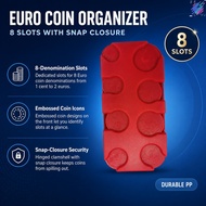 Euro Coin Storage Box 8 Slot Coin Holder Organizer Plastic Coin Purse Dispenser