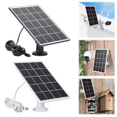 3.3W Solar Panel Micro USB&Type-C Outdoor Solar Cells Charger IP65 Waterproof for Arlo/Ring/Eufy/Bli