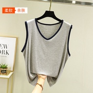 Aiyiyiyi Sleeveless Vest Modal Thin Ice Silk Top Women Fashionable Versatile T-Shirt Slimmer Look Bo