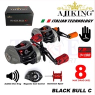 BC Ajiking Black Bull C Baitcasting Casting Fishing Reel Mesin Pancing (Max Drag 8kg) Left Handle