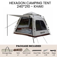 JDEX HEXA Tent Family Automatic Khemah Camping Waterproof 5-6 orang Camping Tent kemah camping Hexag