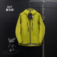 Arcteryx始祖鳥 Alpha系列 Sv 第7代 GORE-TEX Pro 刺繡Logo圖案休閒運動連帽拉鍊硬殼衝鋒衣風衣外套滑雪服