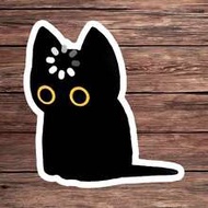 1pc Black Cat Loading Pattern Sticker, Cute Black Cat Laptop Sticker, Blank Cat Meme Sticker, Brain 